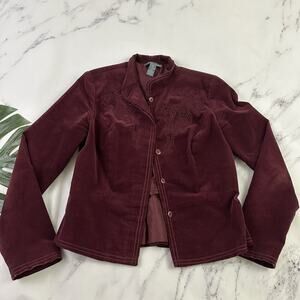 Hillard Hanson Womens Vintage y2k Corduroy Blazer Jacket Size S Purple Floral